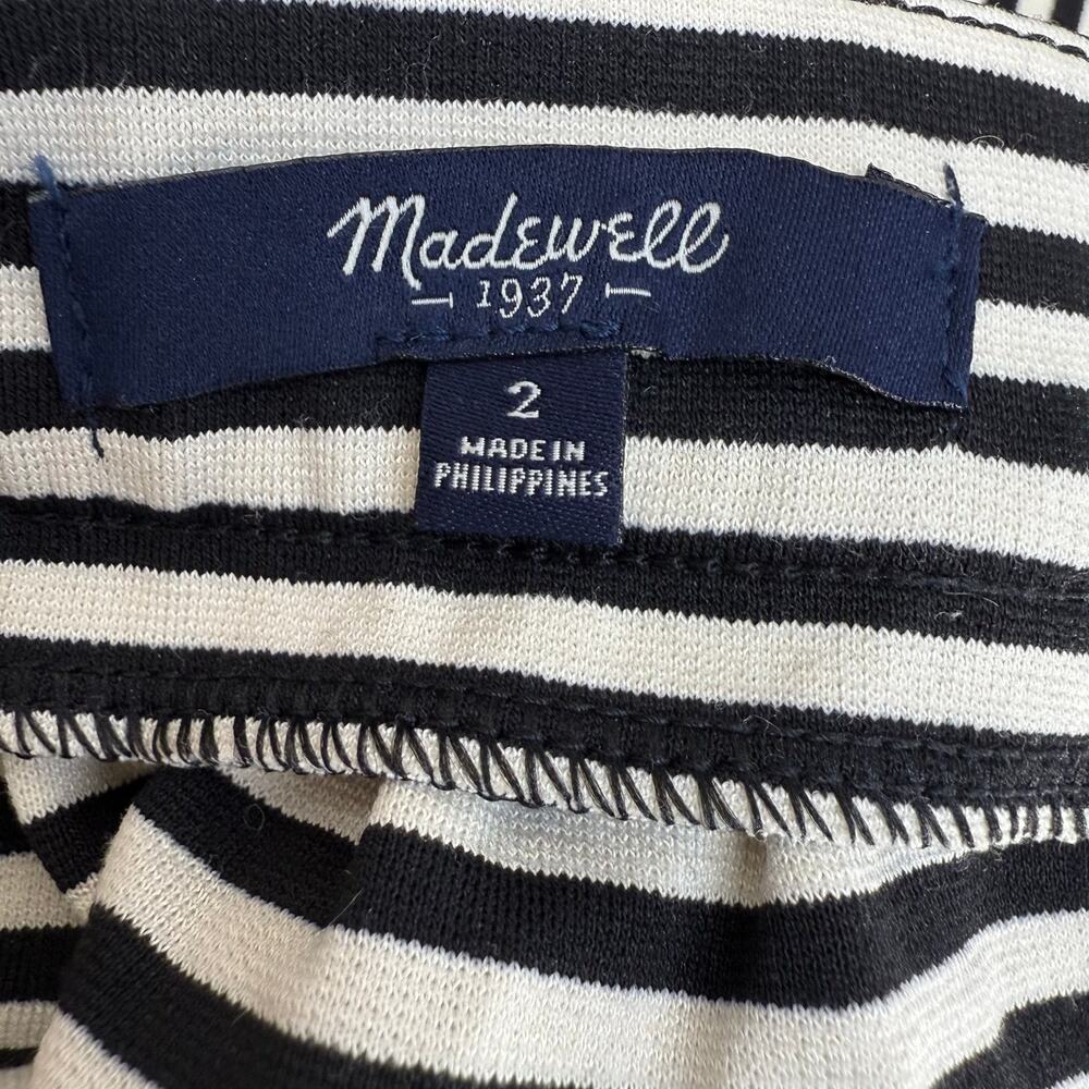 Madewell Women's Skirt Women's 2 Black White Striped Ponte Swivel Mini Preppy - Picture 4 of 9